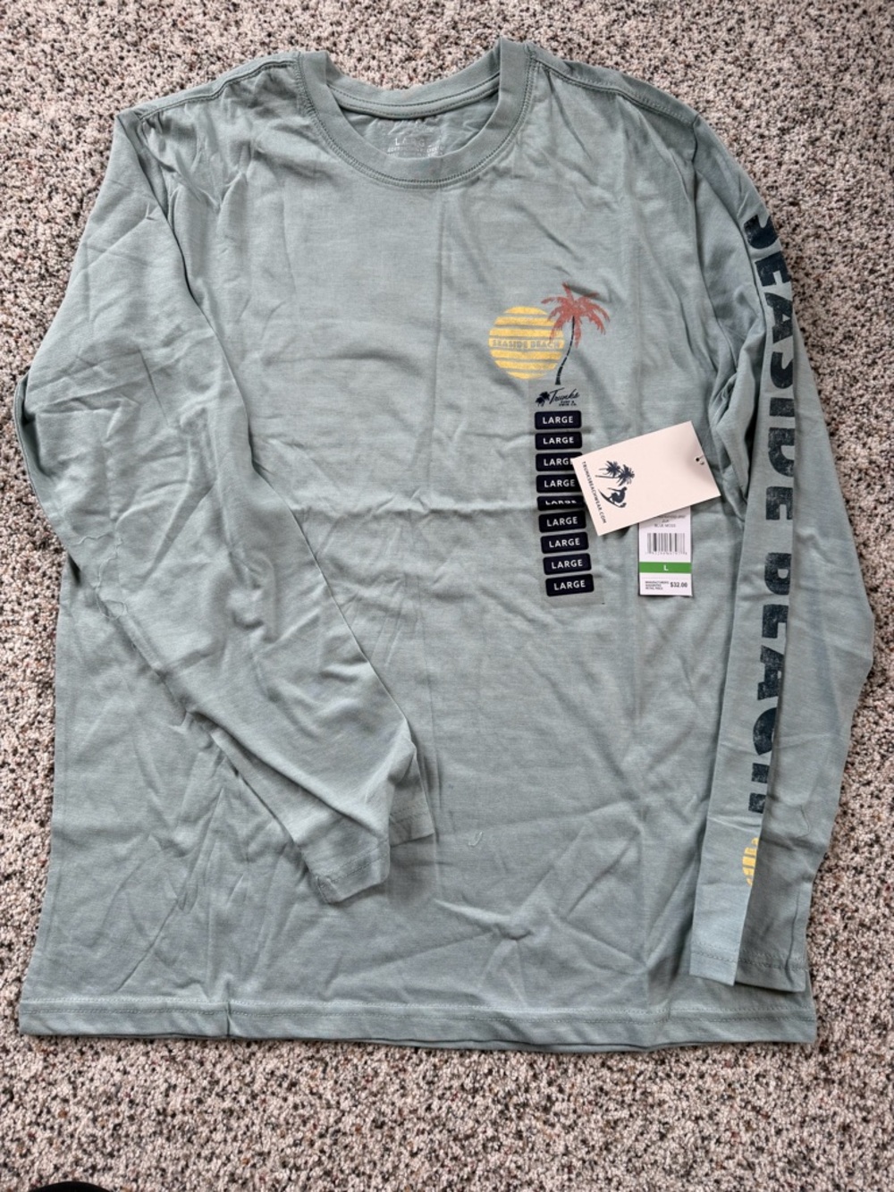 Salt Life Long Sleeve Tee in Sage Green with Yellow Accent
